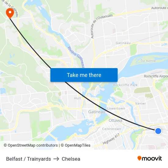 Belfast / Trainyards to Chelsea map