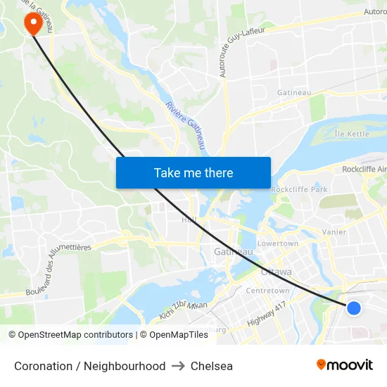 Coronation / Neighbourhood to Chelsea map