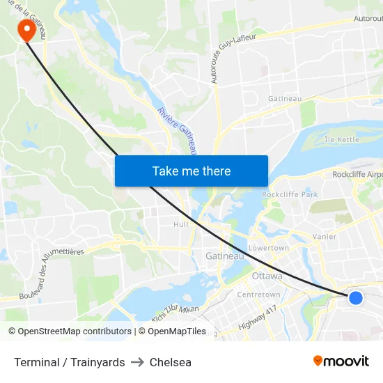 Terminal / Trainyards to Chelsea map