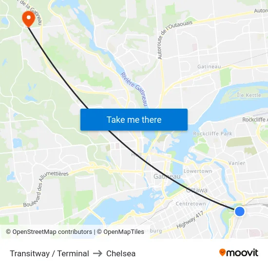 Transitway / Terminal to Chelsea map