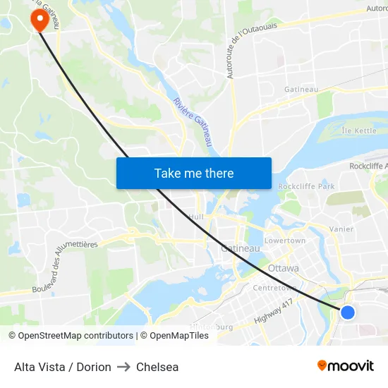 Alta Vista / Dorion to Chelsea map