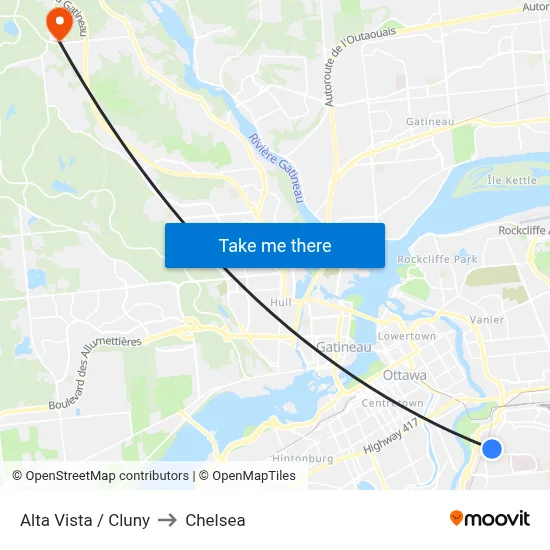 Alta Vista / Cluny to Chelsea map