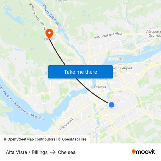 Alta Vista / Billings to Chelsea map