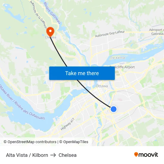 Alta Vista / Kilborn to Chelsea map