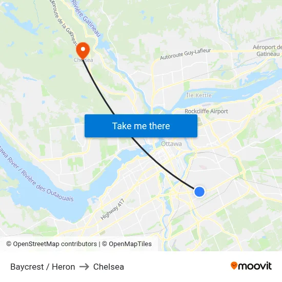 Baycrest / Heron to Chelsea map