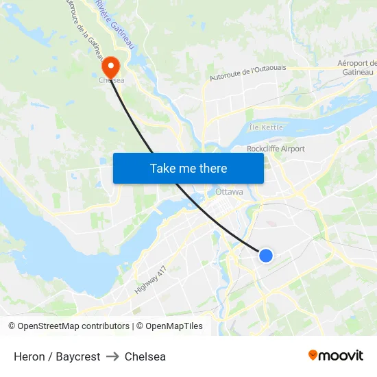 Heron / Baycrest to Chelsea map
