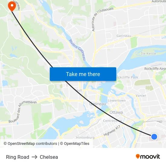 Ring Road to Chelsea map