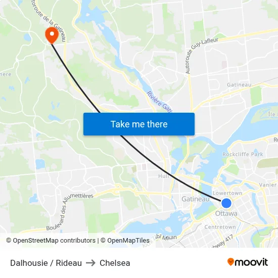 Dalhousie / Rideau to Chelsea map