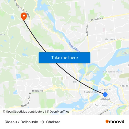 Rideau / Dalhousie to Chelsea map