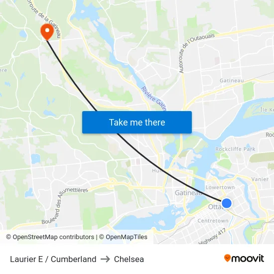 Laurier E / Cumberland to Chelsea map