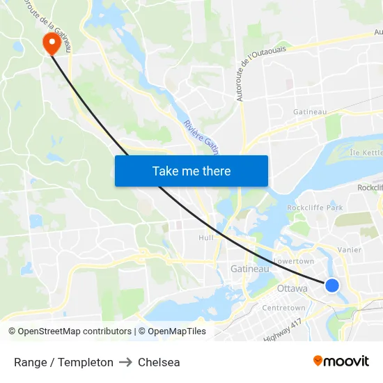 Range / Templeton to Chelsea map
