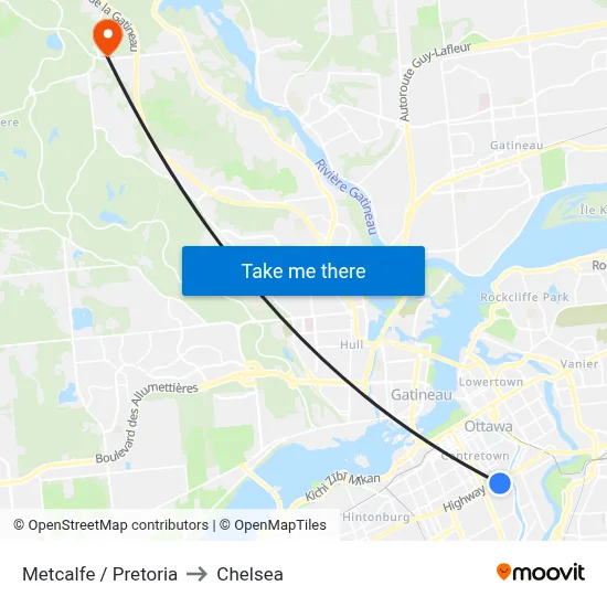 Metcalfe / Pretoria to Chelsea map