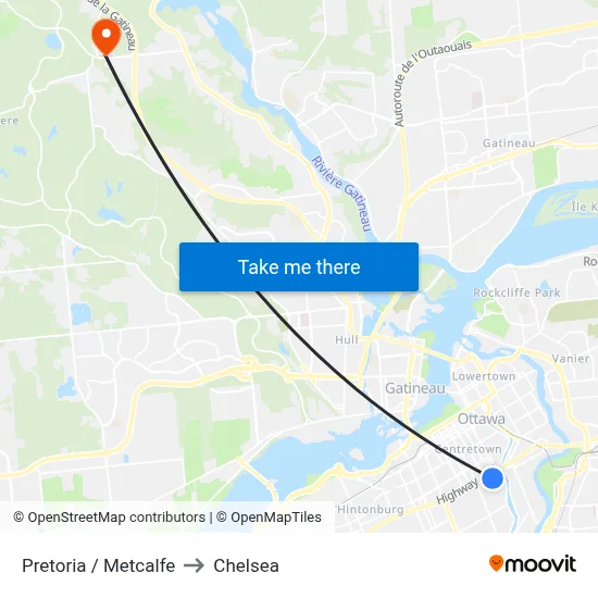 Pretoria / Metcalfe to Chelsea map
