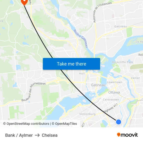 Bank / Aylmer to Chelsea map