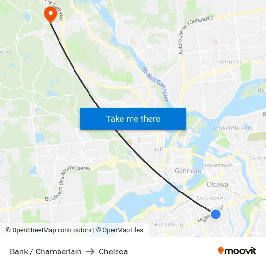 Bank / Chamberlain to Chelsea map