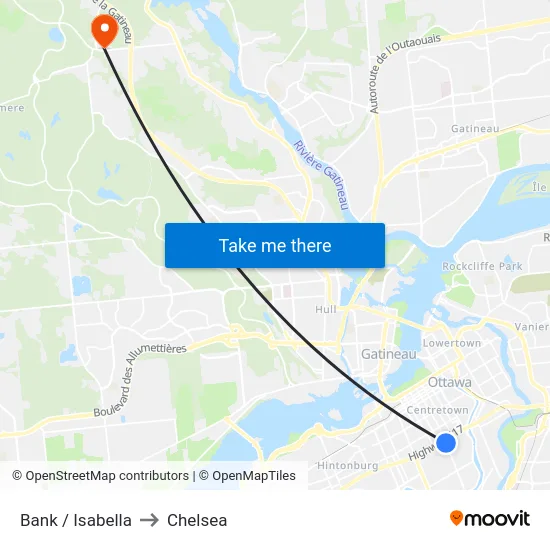 Bank / Isabella to Chelsea map