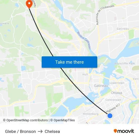 Glebe / Bronson to Chelsea map