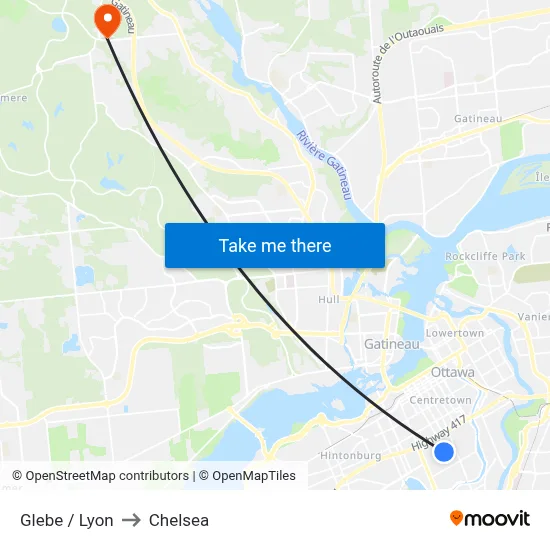 Glebe / Lyon to Chelsea map