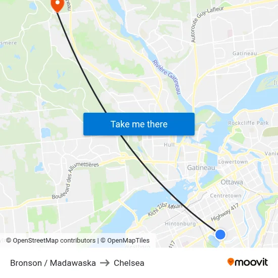 Bronson / Madawaska to Chelsea map
