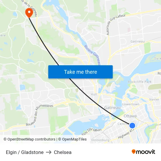 Elgin / Gladstone to Chelsea map