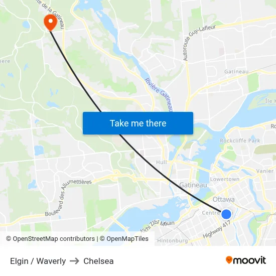 Elgin / Waverly to Chelsea map