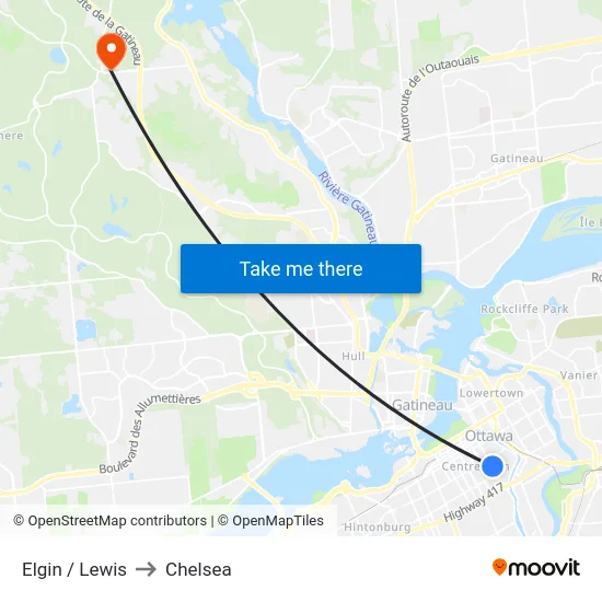 Elgin / Lewis to Chelsea map