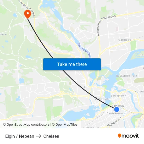 Elgin / Nepean to Chelsea map