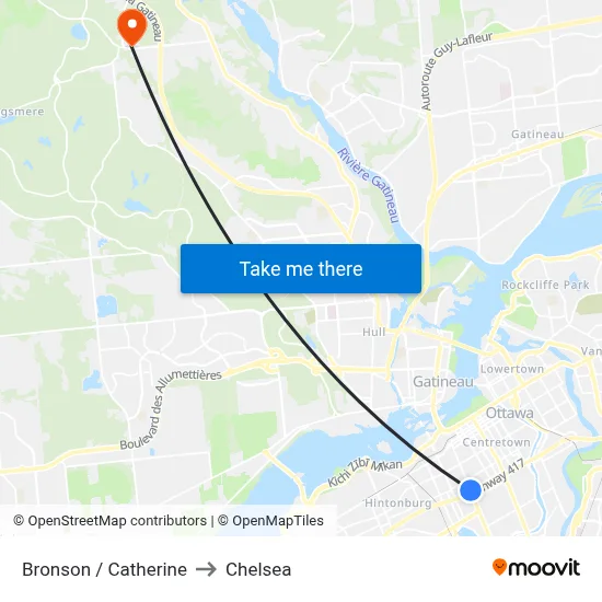 Bronson / Raymond to Chelsea map