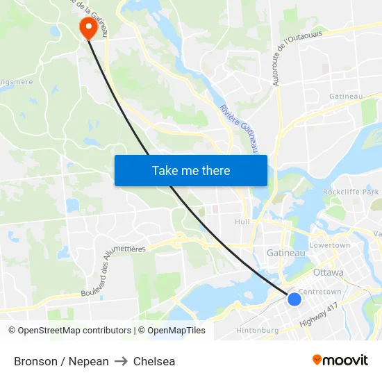 Bronson / Nepean to Chelsea map