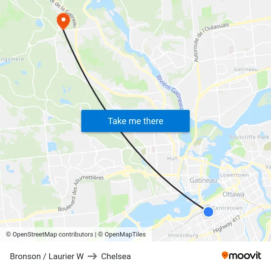 Bronson / Laurier W to Chelsea map