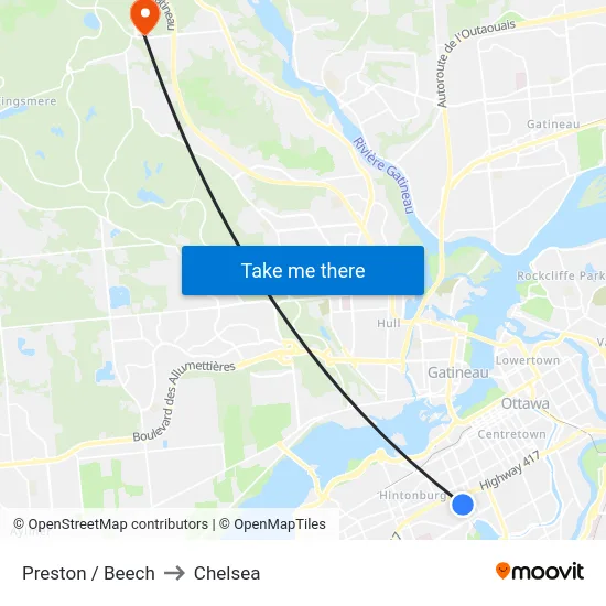 Preston / Beech to Chelsea map