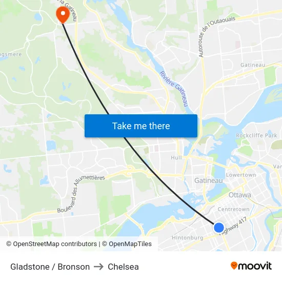 Gladstone / Bronson to Chelsea map