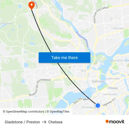 Gladstone / Preston to Chelsea map