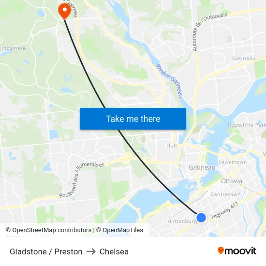 Gladstone / Preston to Chelsea map