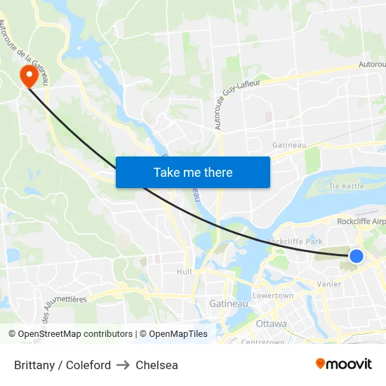 Brittany / Coleford to Chelsea map