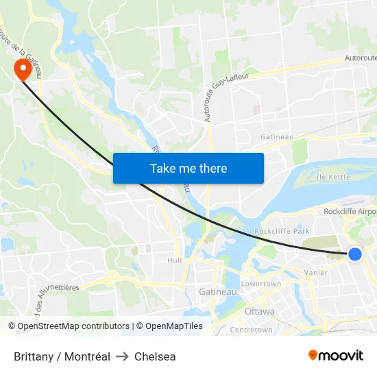 Brittany / Montréal to Chelsea map