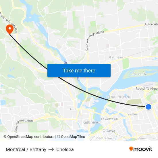 Montréal / Brittany to Chelsea map