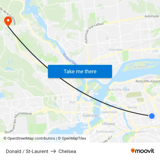 Donald / St-Laurent to Chelsea map