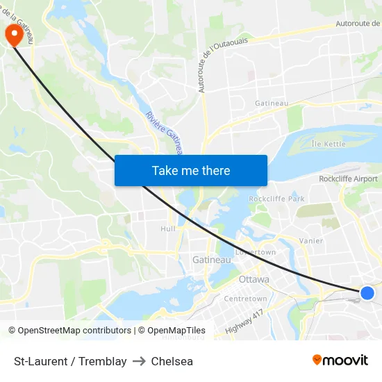 St-Laurent / Tremblay to Chelsea map