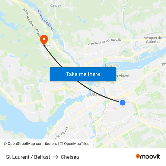St-Laurent / Belfast to Chelsea map
