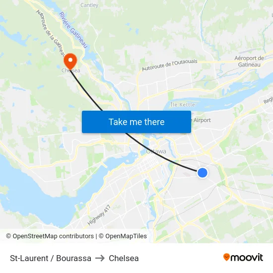 St-Laurent / Bourassa to Chelsea map