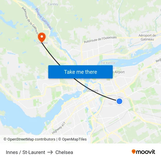 Innes / St-Laurent to Chelsea map