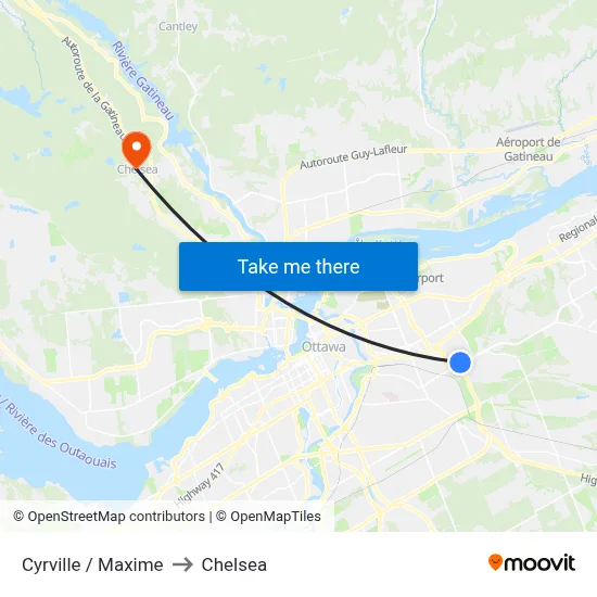 Cyrville / Maxime to Chelsea map