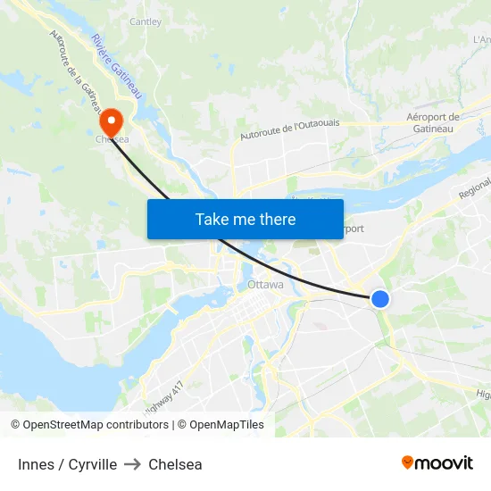Innes / Cyrville to Chelsea map