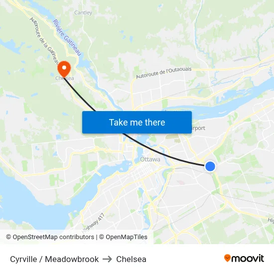 Cyrville / Meadowbrook to Chelsea map