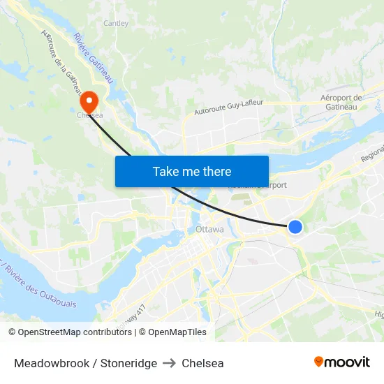 Meadowbrook / Stoneridge to Chelsea map