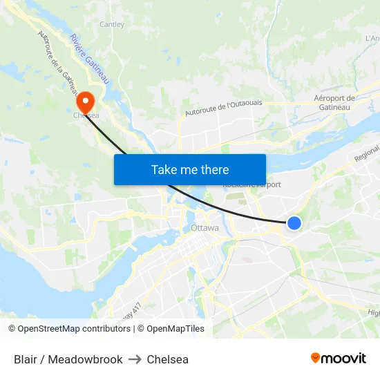 Blair / Meadowbrook to Chelsea map