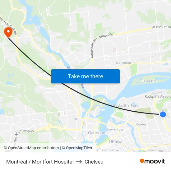 Montréal / Montfort Hospital to Chelsea map