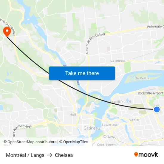 Montréal / Langs to Chelsea map