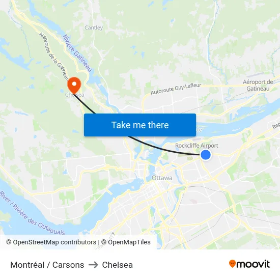 Montréal / Carsons to Chelsea map